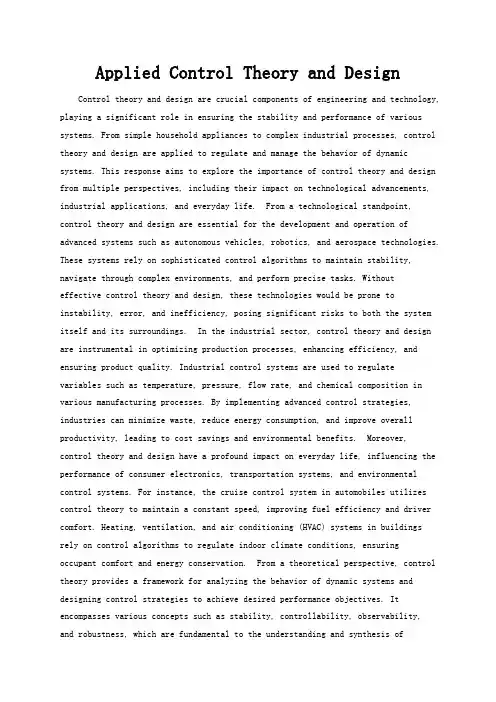 Applied Control Theory and Design