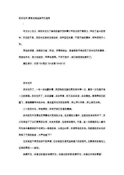 高中作文-依米花开-高考优秀经典作文指导