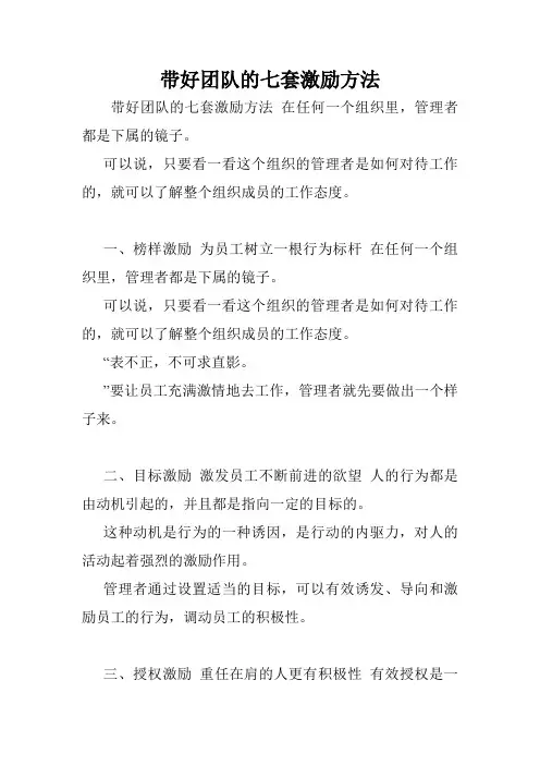 带好团队的七套激励方法.doc