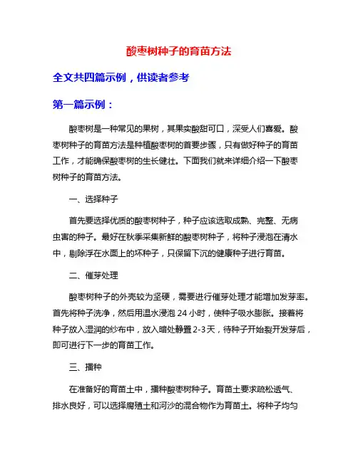 酸枣树种子的育苗方法