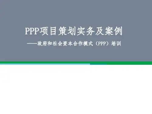 PPP项目策划实务及案例——政府和社会资本合作模式PPP培训