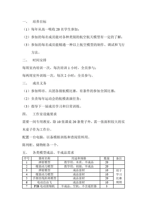 航模兴趣小组