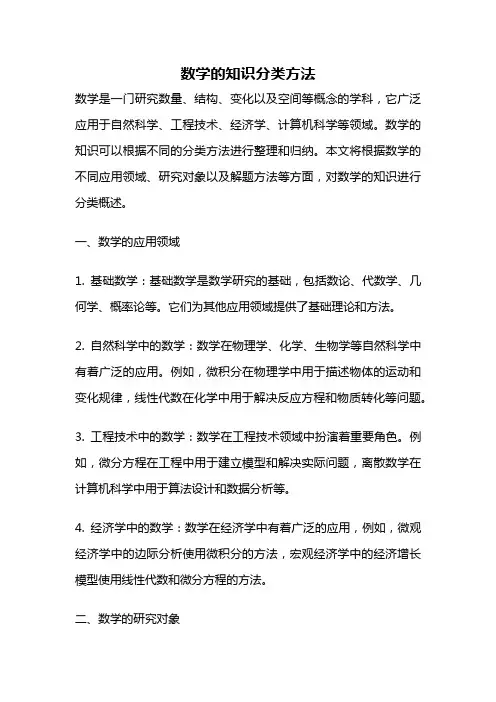 数学的知识分类方法