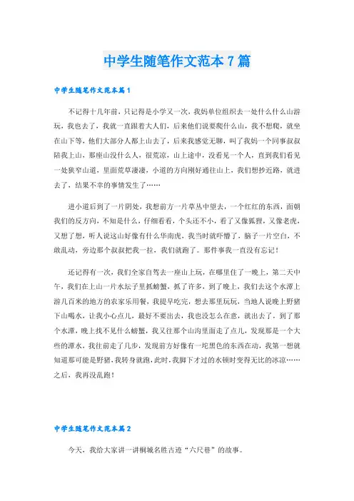 中学生随笔作文范本7篇