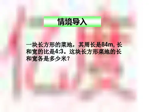 人教版六年级数学上册第四单元第三课时比的应用ppt课件