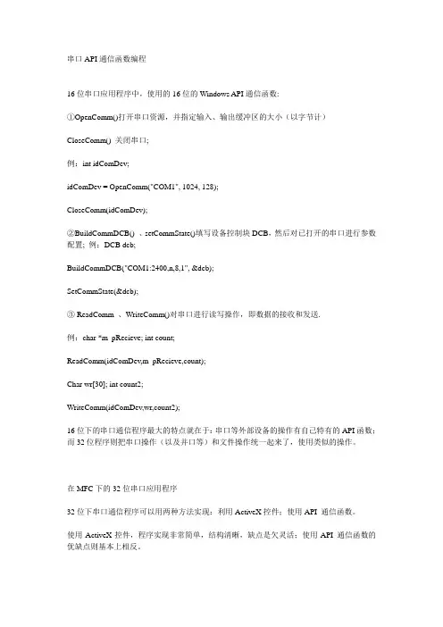 串口API通信函数编程