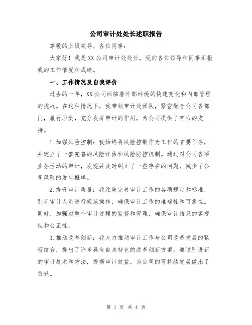 公司审计处处长述职报告