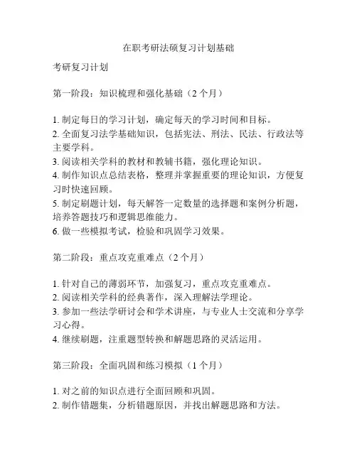 在职考研法硕复习计划基础
