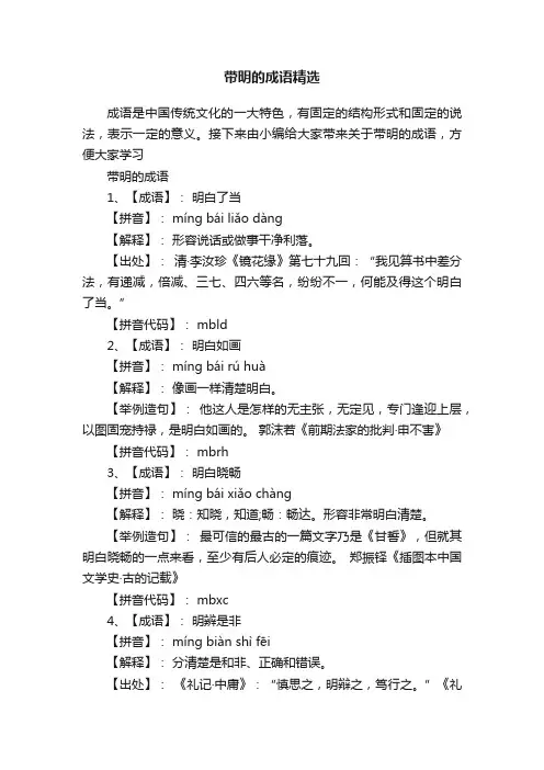 带明的成语精选