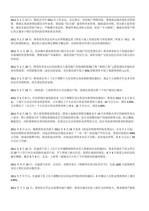 2011年政策、信贷、加息