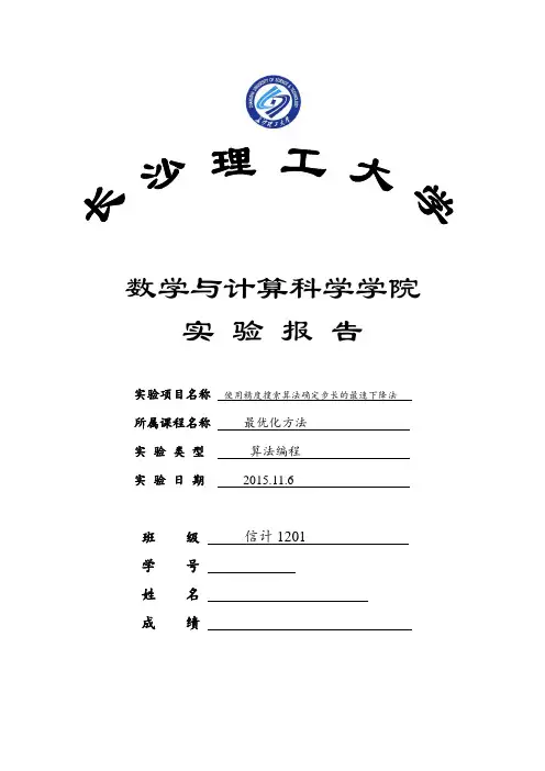 使用精度搜索算法确定步长的最速下降法