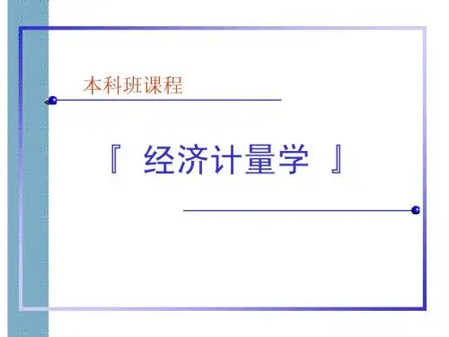 计量经济学 本科经济金融专业 第八章 自相关