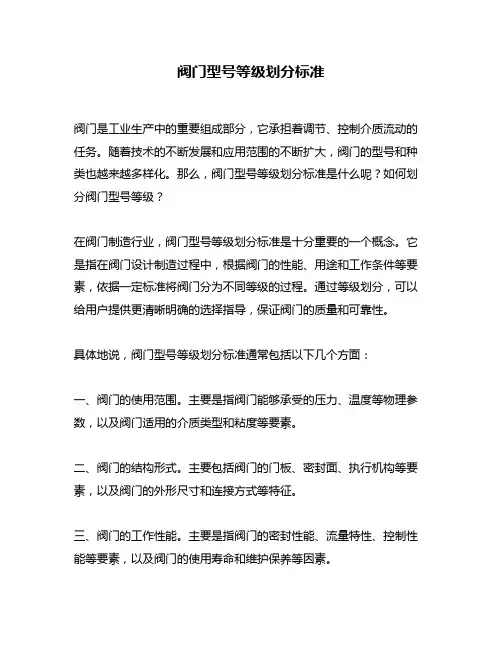 阀门型号等级划分标准