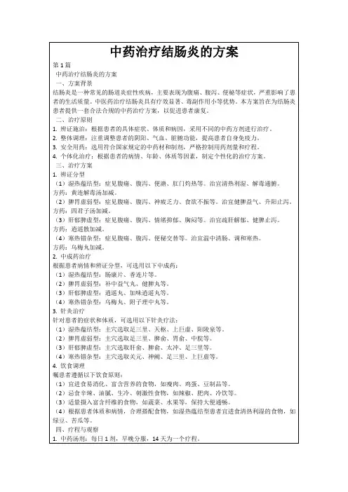 中药治疗结肠炎的方案