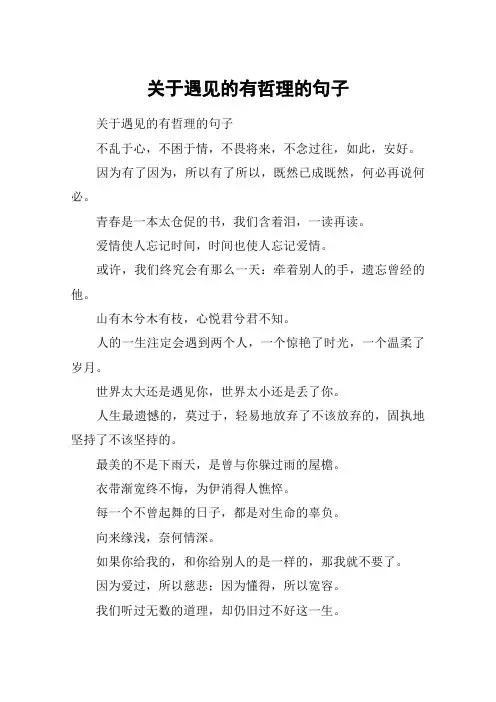 关于遇见的有哲理的句子