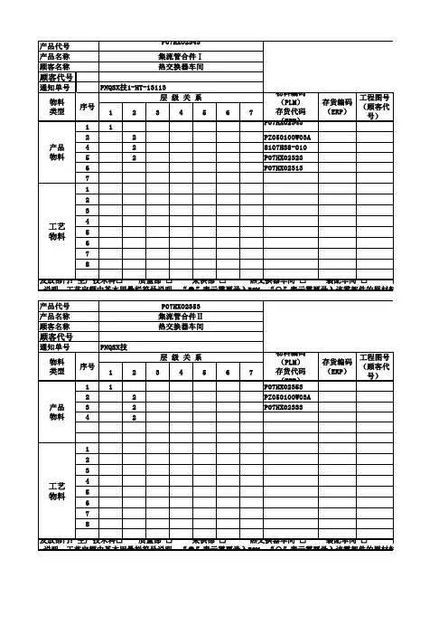 BOM表模版
