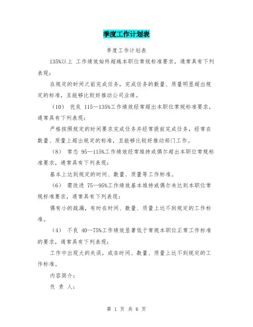 季度工作计划表