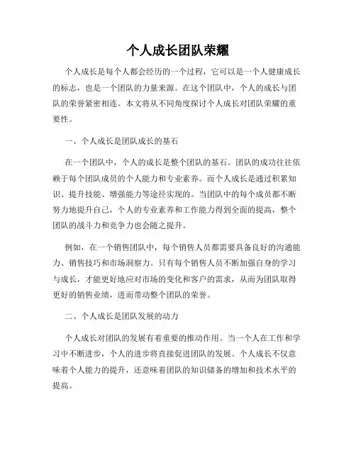个人成长团队荣耀