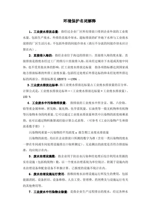环境保护常用名词