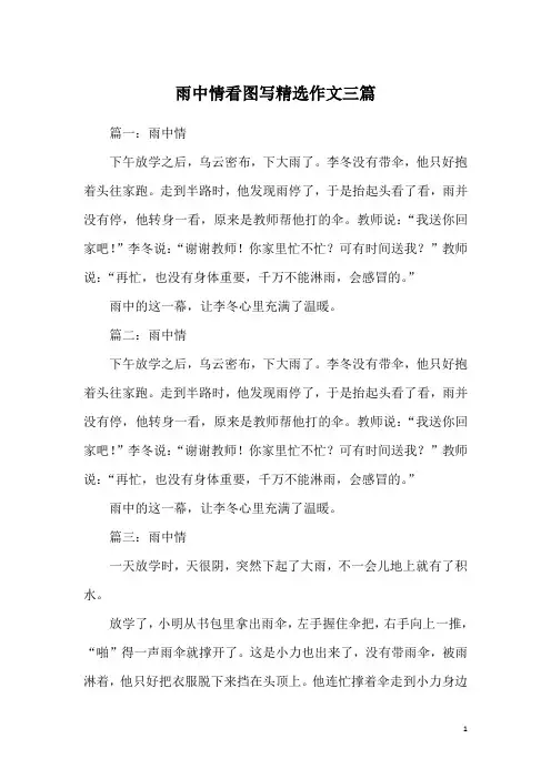 雨中情看图写精选作文三篇