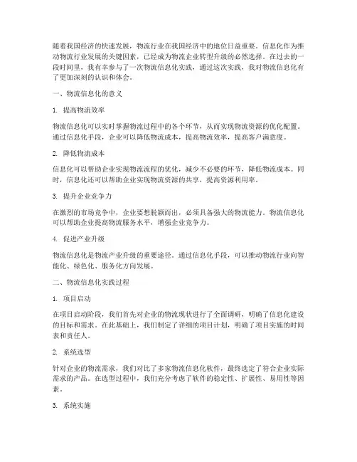 物流信息化实践心得体会