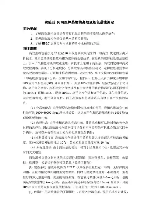 阿司匹林药物的高效液相色谱法测定