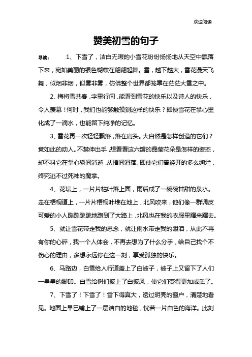 赞美初雪的句子