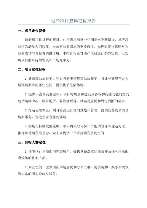 地产项目整体定位报告