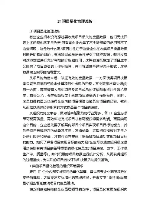 IT项目量化管理浅析