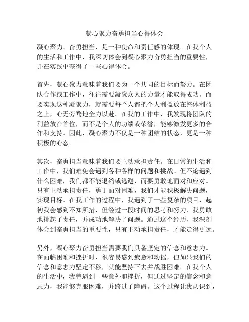 凝心聚力奋勇担当心得体会