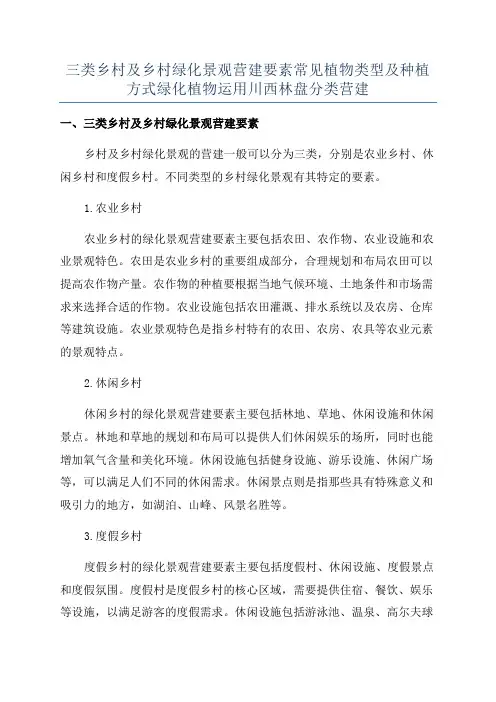 三类乡村及乡村绿化景观营建要素常见植物类型及种植方式绿化植物运用川西林盘分类营建