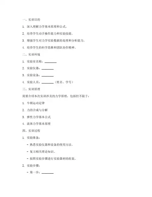 力学实训报告模板电子版