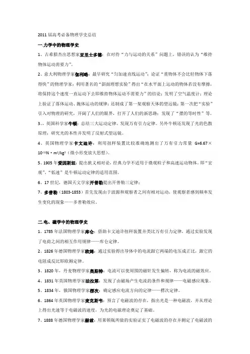 高考必备物理学史总结