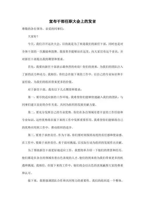 宣布干部任职大会上的发言