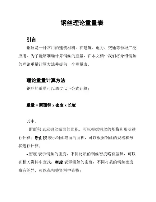 钢丝理论重量表