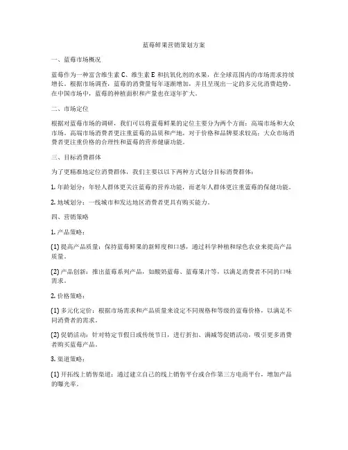 蓝莓鲜果营销策划方案