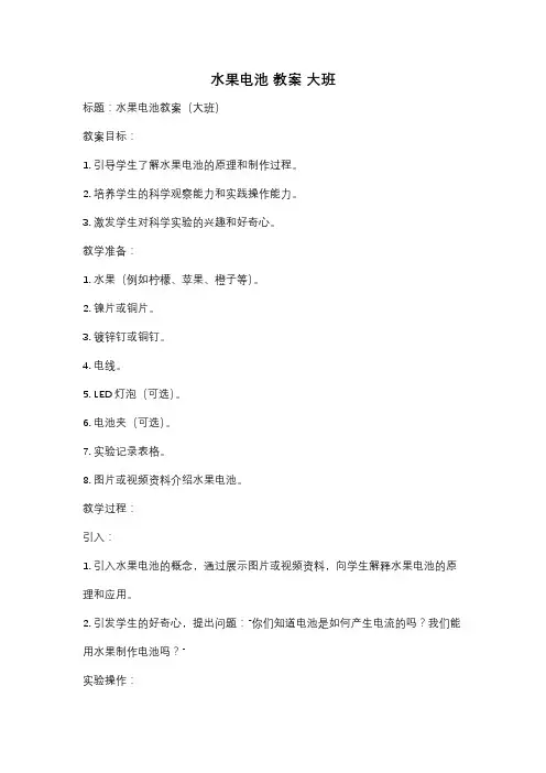 水果电池 教案 大班
