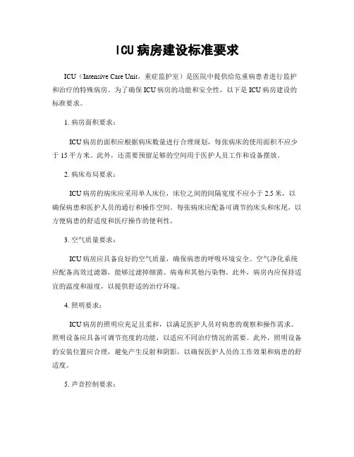 ICU病房建设标准要求