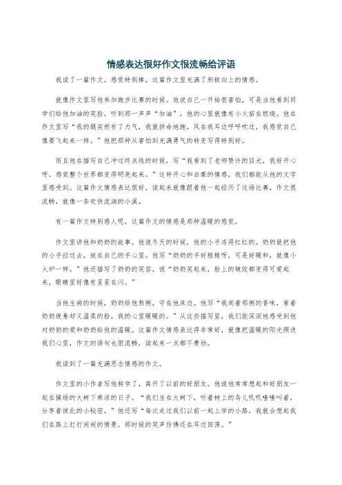 情感表达很好作文很流畅给评语