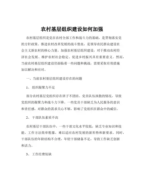 农村基层组织建设如何加强