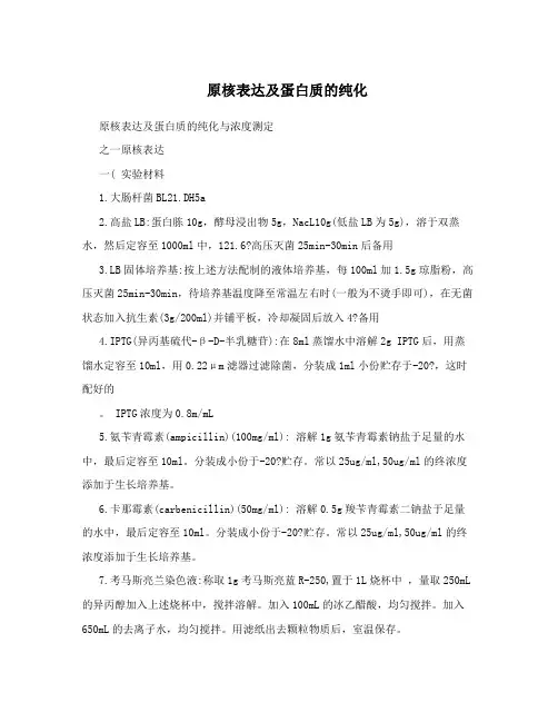 原核表达及蛋白质的纯化