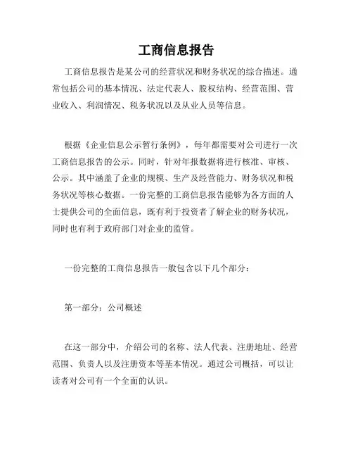 工商信息报告