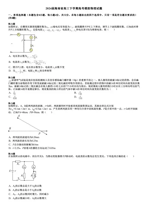 2024届海南省高三下学期高考模拟物理试题