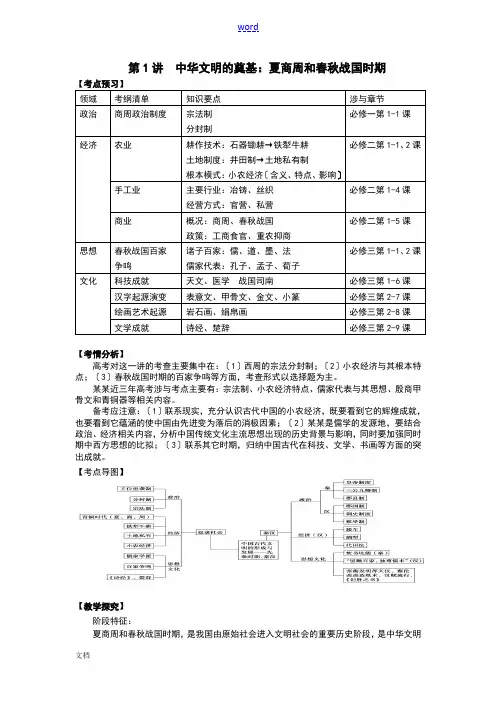 第1讲  夏商周和春秋战国时期-以前编写,可参考