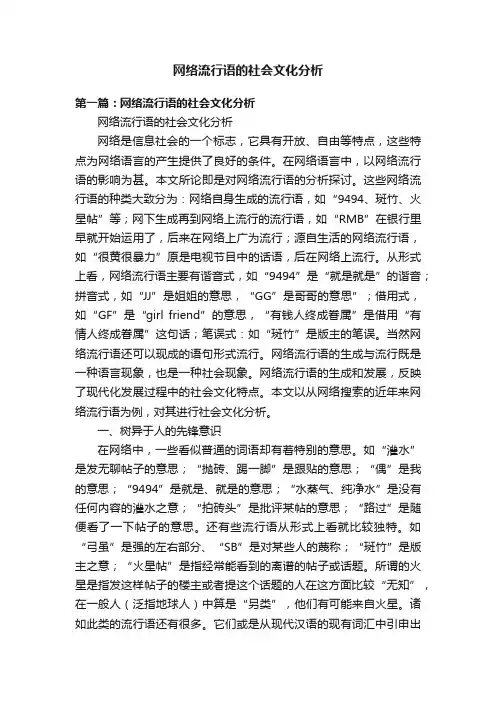 网络流行语的社会文化分析