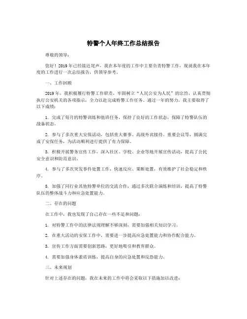 特警个人年终工作总结报告