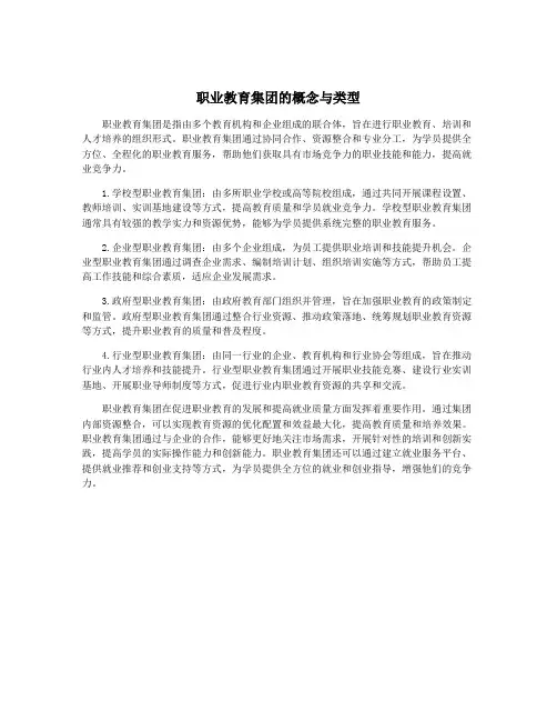 职业教育集团的概念与类型