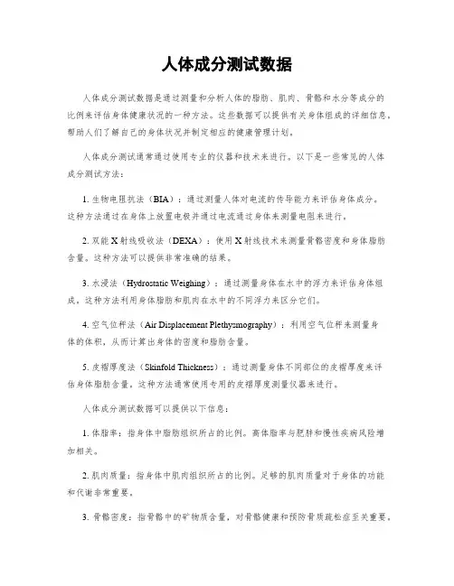人体成分测试数据