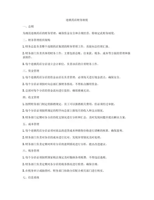 连锁药店财务制度