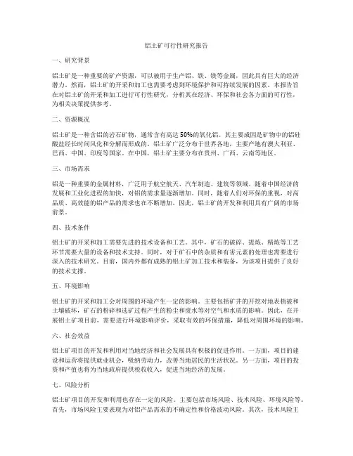 铝土矿可行性研究报告